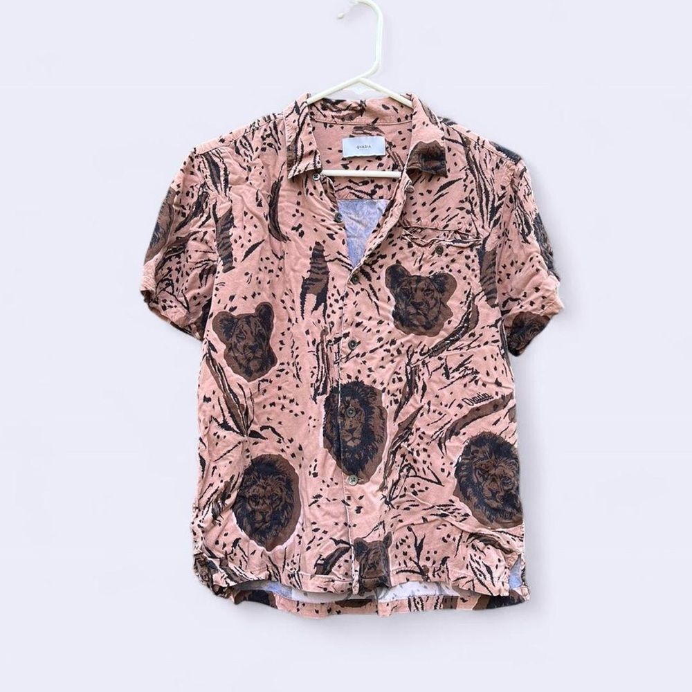 Tan Animal Print Button-Up Shirt